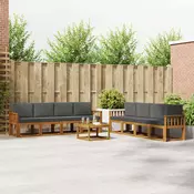 Set vanjskih sofa 9 kom. Prirodna i antracit