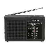 AVIZAR Mini žepni radio FM in AM pasov s teleskopsko anteno in zvočnikom, Črna, (5000250443)