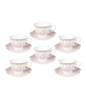Sigma porcelanski set za kafu 6/1 (tuf/ružicasti) JH-COF6-6276