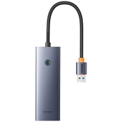 Baseus Hub UltraJoy Series Lite 4-Port (USB to USB 3.0*3+RJ45*1+USB-C 5V) (gray)