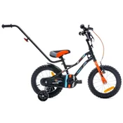 shumee Otroško kolo 14 palcev za fantka, krmilo, stranska kolesa, zvonec, Tiger Bike, črno, oranžno, Sun Baby