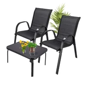 Set vrtnega pohištva Black Forest - črn, jeklo/poliester/mreža