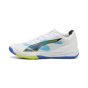 PUMA Accelerate Turbo 4 Game On Handball Shoes Unisex, Shoes, White/Glowing Red/Ultra Blue, 40.5