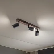 TK Lighting Stropna svetilka Subrin, oreh, trojna - Dnevna soba/jedilnica - oreh, črn - Les