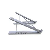 INF Razširljivo USB-C priklopno postajo Stojalo za prenosnik - Srebrna aluminijeva zlitina, (5000139704)