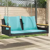 vidaXL Gugalna klop z blazinami črna 109x62x40 cm poli ratan