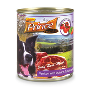 PRINCE Dog PREMIUM konzerva - DIVJAČINA, NOJ, ZELENJAVA 800g