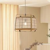 Obesek Lindby Liriana, bambus, železo, O 45 cm, E27 - Dnevna soba/jedilnica - Podeželska hiša/Rustikalna - svetel les, črna barva