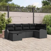 Sjedeća garnitura za vrt 6 kom. Crna poliratan 234 x 124 x 85 cm