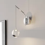 Stenska svetilka Lucande LED Hayley, barva kroma, steklo, višina 34 cm - Dnevna soba/jedilnica - Sodobni - prozorno, kromirano