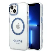 Guess Metal Outline MagSafe etui za iPhone 14 Plus - modra