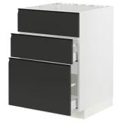 METOD / MAXIMERA Pod.element sudop. i 3front/2fioke, bela/Upplöv boja antracita, mat, 60x60 cm