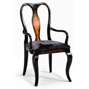 Casa Padrino Luxury Baroque Dining Room Chair with Armrests Black/Brown - Made in Italy