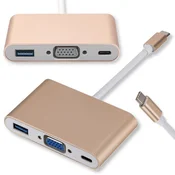 shumee Adapter HUB USB 3.1 tipa C na USB 3.0/VGA/USB-C Gold