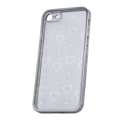 Clear Case silikonski ovitek Hologram za iPhone 7/8/SE 20202 - prozoren s srčki in srebrnim robom