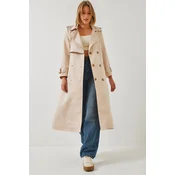 Bianco Lucci Womens Garni Windbreaker Detail Flap Trench Coat 2488
