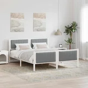 Okvir kreveta s uzglavljem Bijela i svijetlosiva 160 x 200 cm