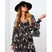 Resti Black and beige patterned womens maxi dress