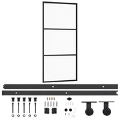 Vidaxl Drsna vrata z opremo ESG steklo in aluminij 90x205 cm