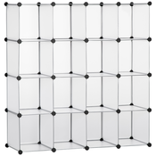 HOMCOM HOMCOM Modularna notranja omara za čevlje z varčevanjem s prostorom, 16 kock iz PP plastike in jekla 30x30x30cm, 125x32x125cm, prozorna, (20746072)