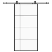 Vidaxl Drsna vrata s kompletom strojne opreme črna 102,5x205 cm ESG steklo