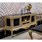 Casa Padrino luxury baroque TV cabinet silver/black/gold - Magnificent solid wood sideboard with 2 doors and drawer - Living room furniture in baroque style - Baroque furniture