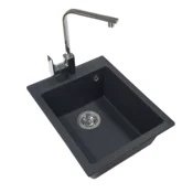 San Donna Sudopera sa slavinom Vesta, Elegance, Chrome, Granit, Crna