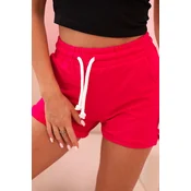 Kesi Womens cotton shorts with elastic and tie at the waist fuchsia