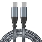 INF USB-C polnilni kabel 60 W hitro polnjenje, združljiv z iPhone 15/Plus/Pro Max, Samsung Galaxy S24/S23/S22, Pixel 7 Pro Grey 2 m, (21274882)