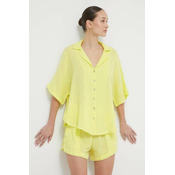 Pamucna košulja Rip Curl za žene, boja: žuta, relaxed, s klasicnim ovratnikom