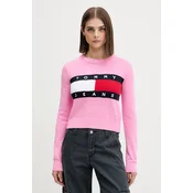 Tommy Jeans Pulover Flag DW0DW22930 Svetlo rožnata Regular Fit