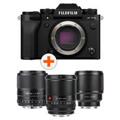 Fotoaparat bez ogledala Fujifilm - X-T5, Black + Objektiv Viltrox - AF, 13mm, f/1.4, za Fuji X-mount + Objektiv Viltrox - 56mm, f/1.4 XF za Fujifilm X, crni + Objektiv Viltrox - AF 85mm, F1.8, II XF, FUJIFILM X