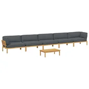 vidaXL vidaXL Kavčna garnitura z blazino 6 pcs Antracit Masiven les akacije, (5000263190)
