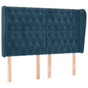Vidaxl Vzglavje z ušesi temno modra 147x23x118/128 cm žamet
