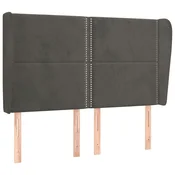 Vidaxl Vzglavje z ušesi temno sivo 147x23x118/128 cm žamet