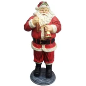 Casa Padrino luxury decorative sculpture Santa Claus with bell red/multicolored H. 185 cm - Life size Christmas decorative figure - XXL Christmas sculpture - XXL decorative figure