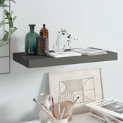 shumee vidaXL Stenska polica visok sijaj siva 50x23x3,8 cm MDF