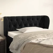 vidaXL Vzglavje z ušesi črno 103x23x78/88 cm žamet