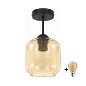 BRILAGI - LED Pritrdilni lestenec R GLASS 1xE27/60W/230V O 14 cm črna/dimno bež