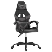 Vidaxl Gaming stol črno in siva umetno usnje