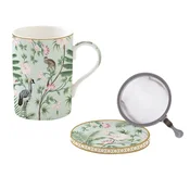 Porcelain mug with lid and metal infuser, 350 ml, Wild Tropical - Nu
