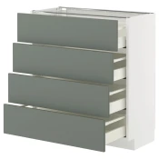 METOD / MAXIMERA Podni element 4 fronta/4 fioke, bela/Nickebo mat sivozelena, 80x37 cm