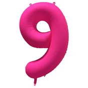 Amscan Folija balon za rojstni dan številka 9 - neonsko roza 86 cm