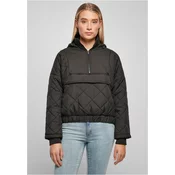 Womens Oversized Diamond Quilted Tug Jacket Black