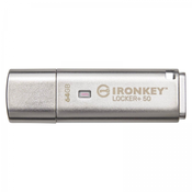 USB DISK Kingston Ironkey 64GB Locker+ 50, 3.2 Gen1, 256bit enkripcija, kovinski,s pokrovčkom