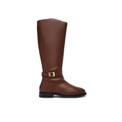 Zimski škornji Tommy Hilfiger Th Buckle Leather Knee Boot FW0FW09572 Rjava