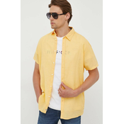 Lanena košulja Pepe Jeans Parker boja: žuta, regular, s klasicnim ovratnikom