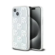 shumee Ovitek DKNY Liquid Glitter Multilogo - iPhone 15 / 14 / 13 (bel)