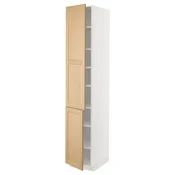 METOD Visoki element s policama/2 vrata, bela/Forsbacka hrastovina, 40x60x220 cm