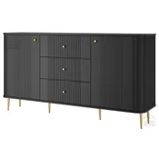Komoda Vesper 160 2D3SZ - črna, na zlatih nogah